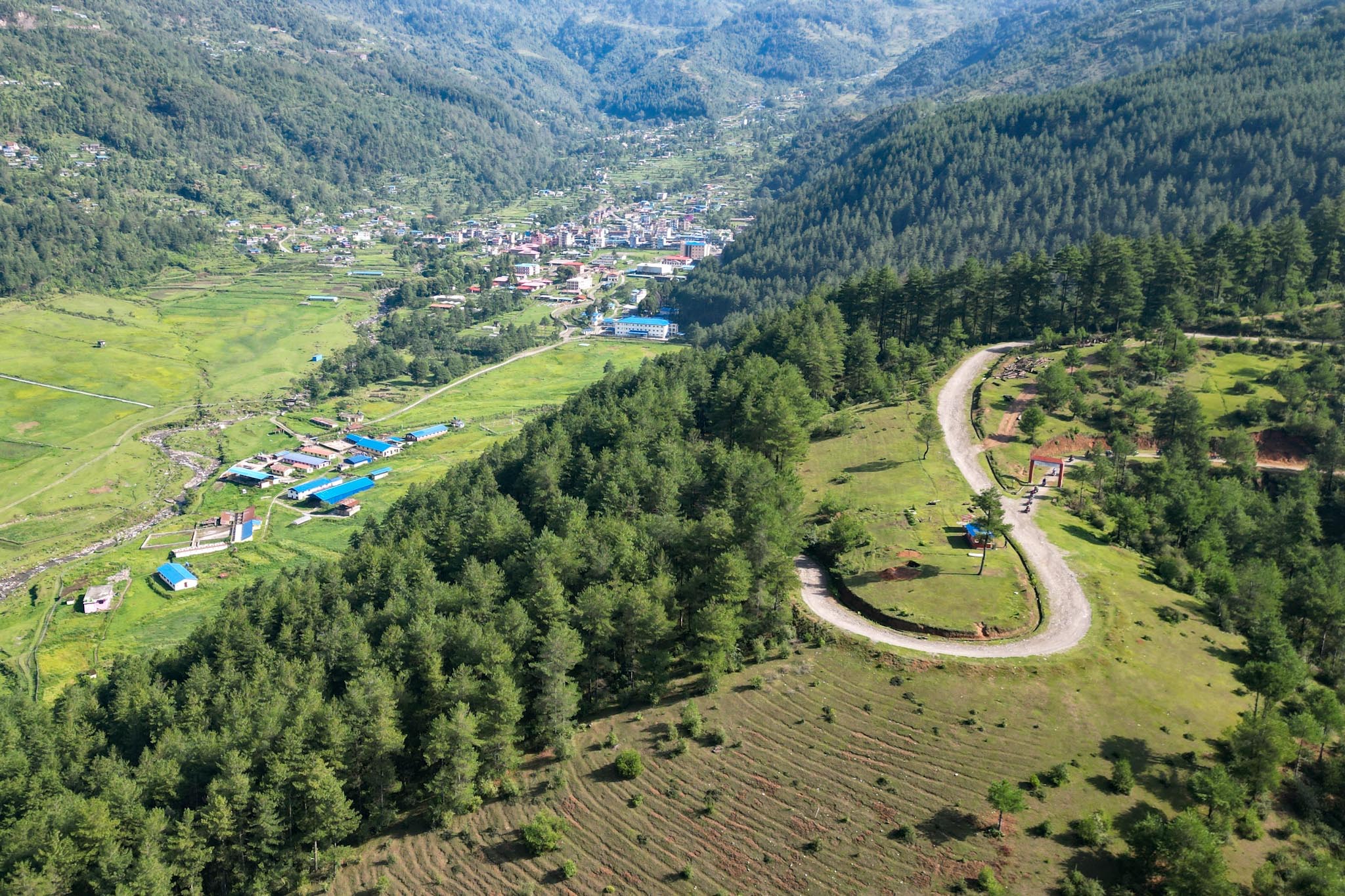 Rolling green hills and apple orchards around Jiri, Nepal