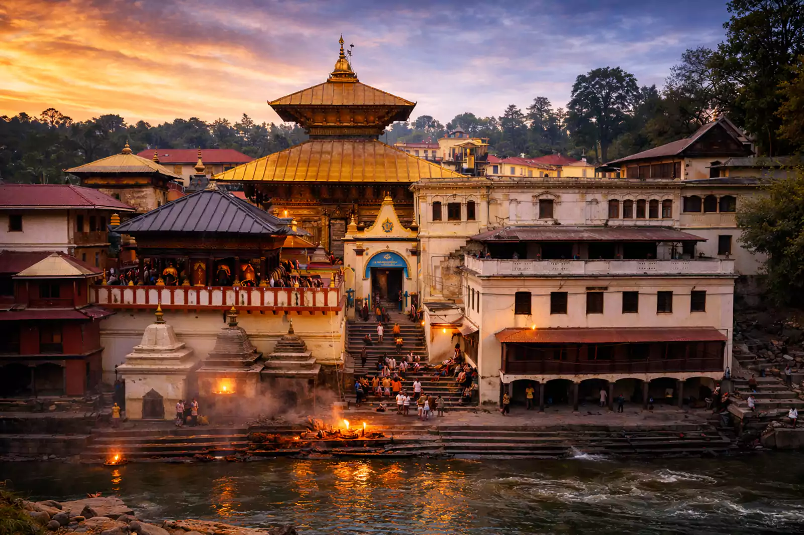 Temples and pagodas of a Durbar Square in the Kathmandu Valley, Nepal